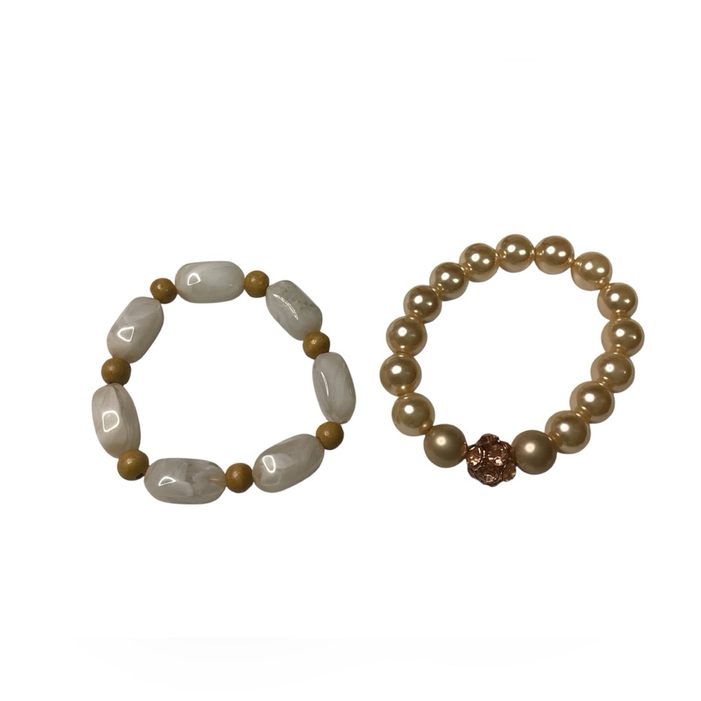 Elegant Pearl and Stone Bracelet Set